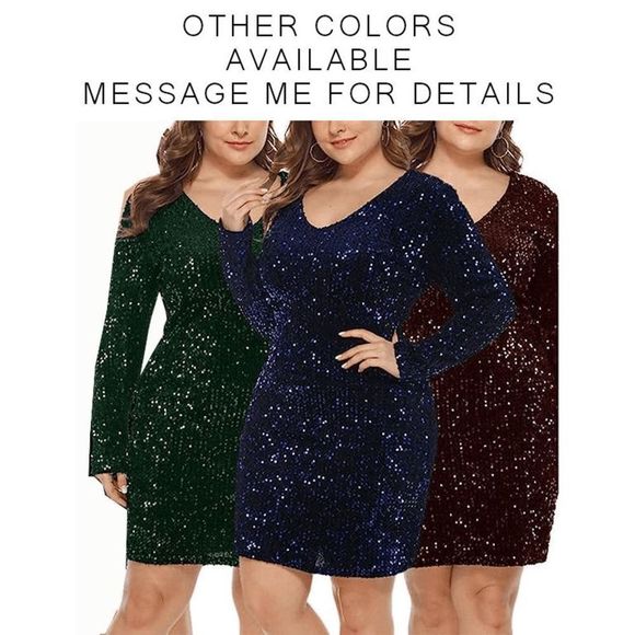 💚 Plus Size Sequin Sparkly Glitter Stretchy Long Sleeve Party Mini Dress XL NEW - Picture 14 of 16